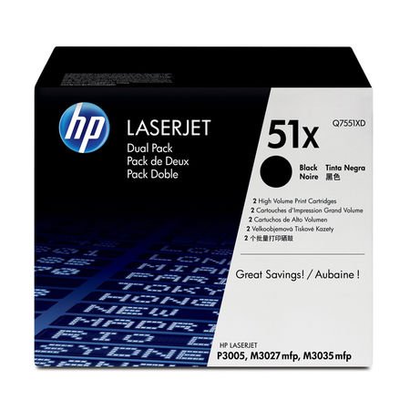 HP 51X Q7551XD Siyah Yüksek Kapasiteli Orijinal Toner 2'li Set
